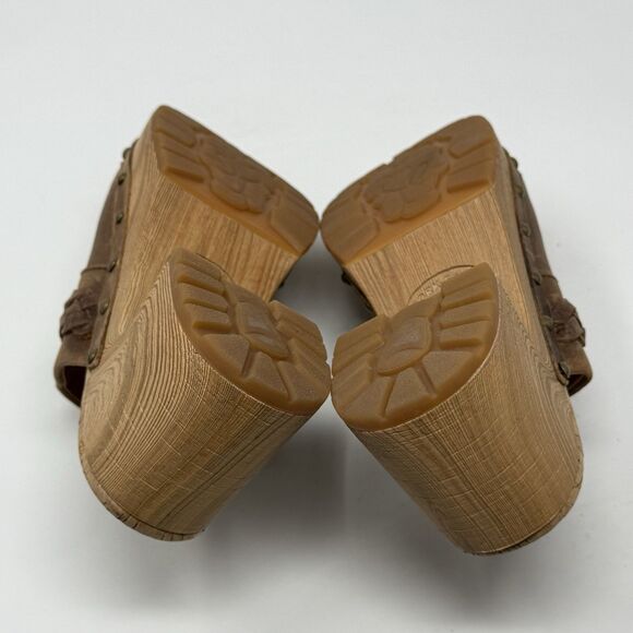 Kork Ease Tilly Clogs Womens 8 M Brown Leather Studded Block Heel Slip On - Picture 16 of 16